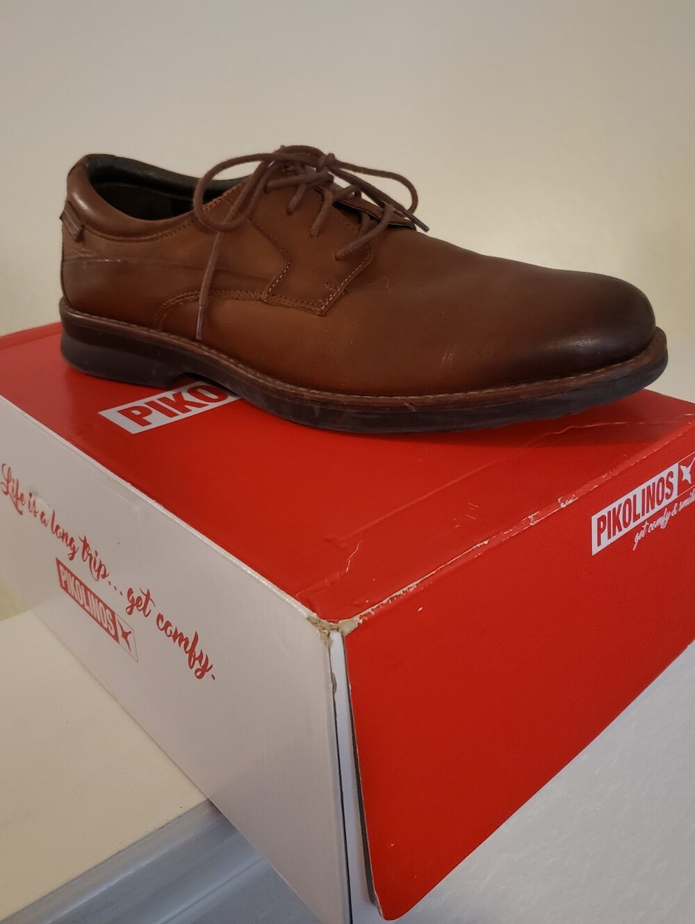 NEW Brown Derby Shoes With Burnished Toe By Pikolinos, 43
